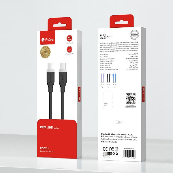 کابل usb-c پرووان مدل PCC121 طول 1 متر