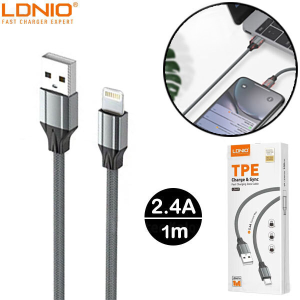 کابل تبدیل USB به لایتنینگ الدینیو مدل LS441 01pr طول 1 متر