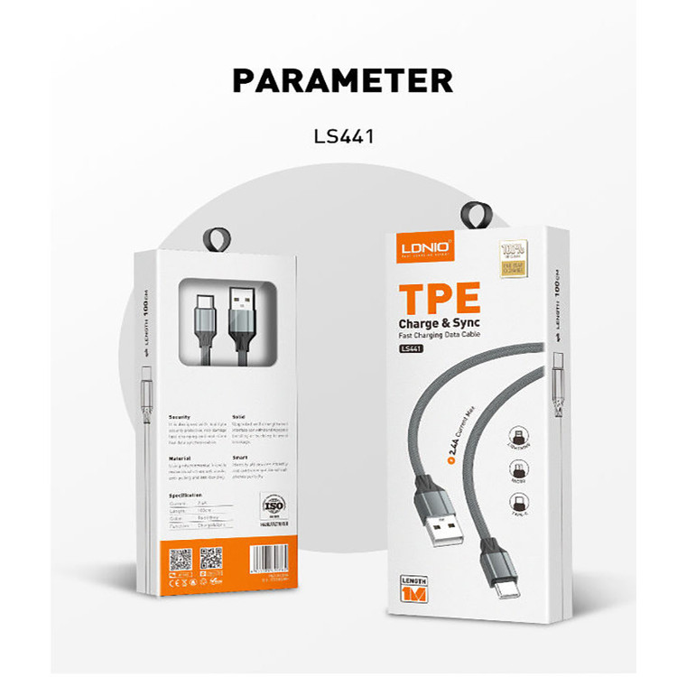 کابل تبدیل USB به لایتنینگ الدینیو مدل LS441 01pr طول 1 متر