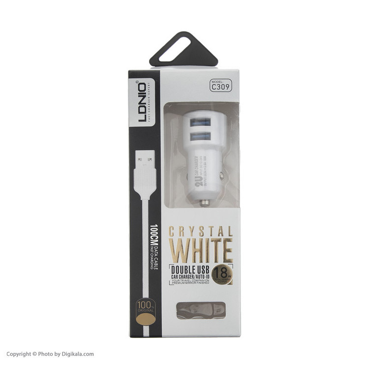 شارژر فندکی الدینو(کپی) مدل C309 به همراه کابل microUSB
