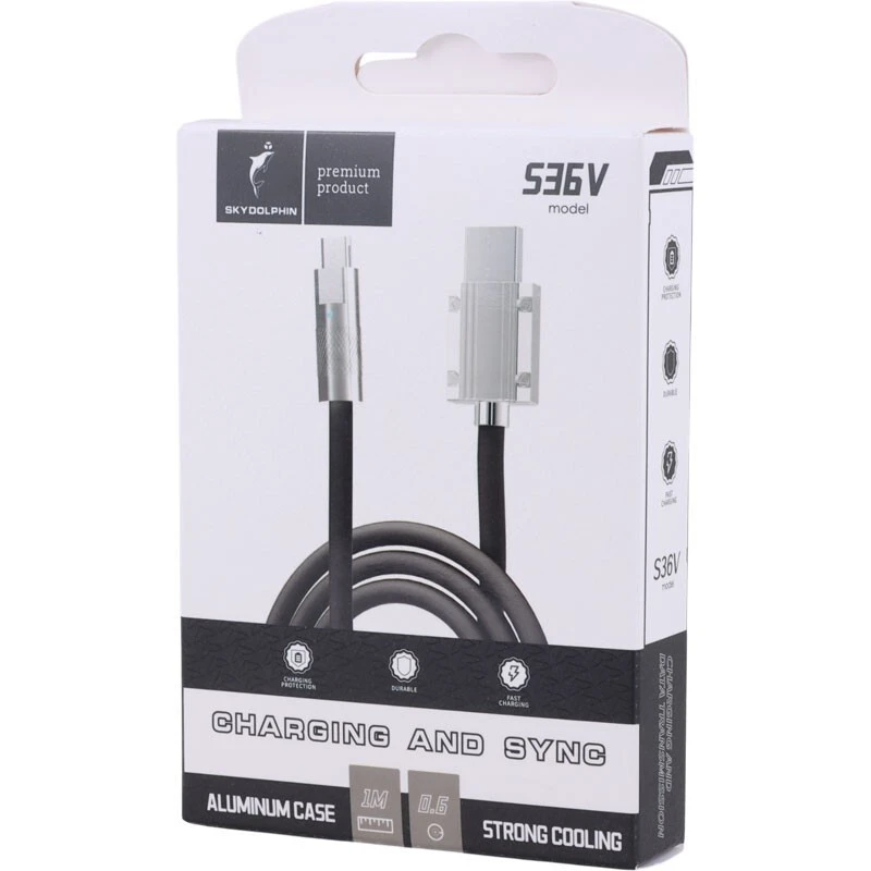 کابل میکرو یو اس بی فست شارژ 2.4 آمپر اسکای دلفین S36V طول 1 متر
